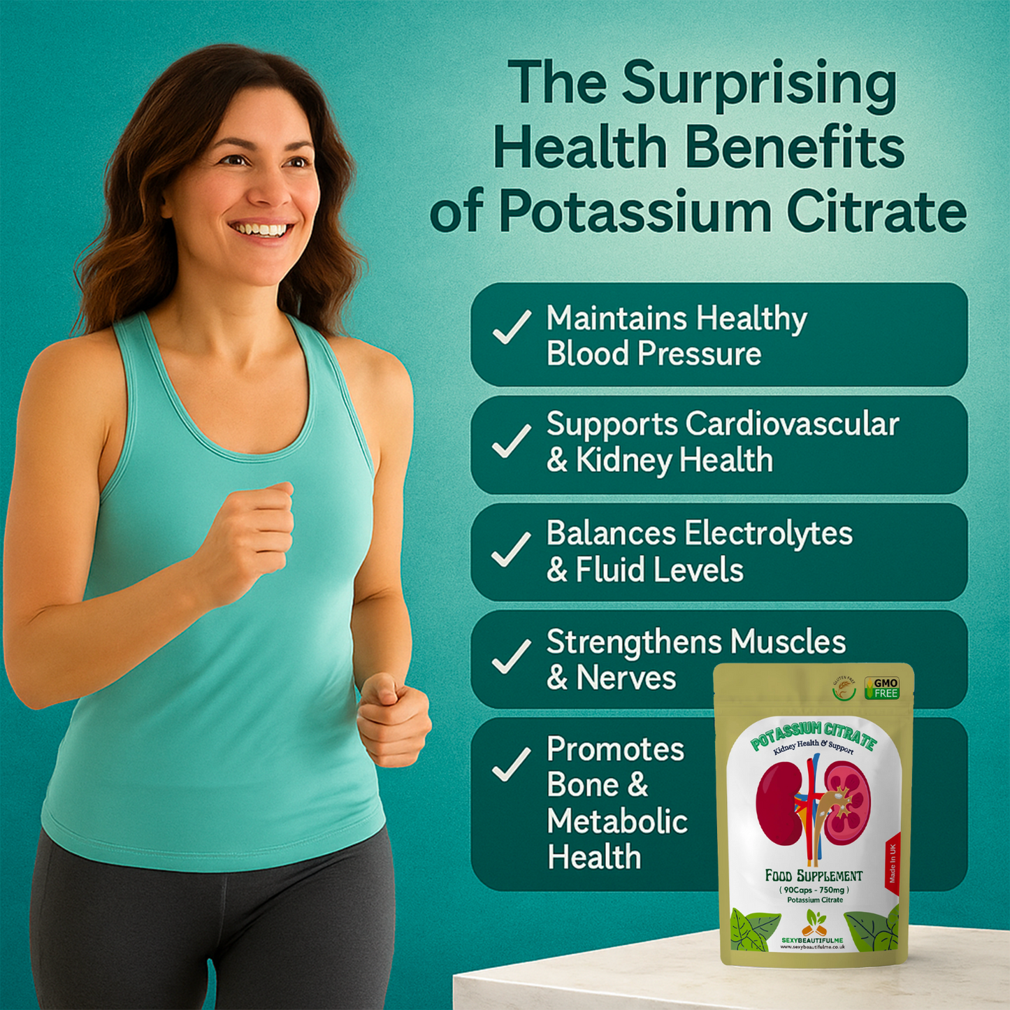 Potassium Citrate Capsules, 750mg-Kidney Health, Muscle Health & Blood Health