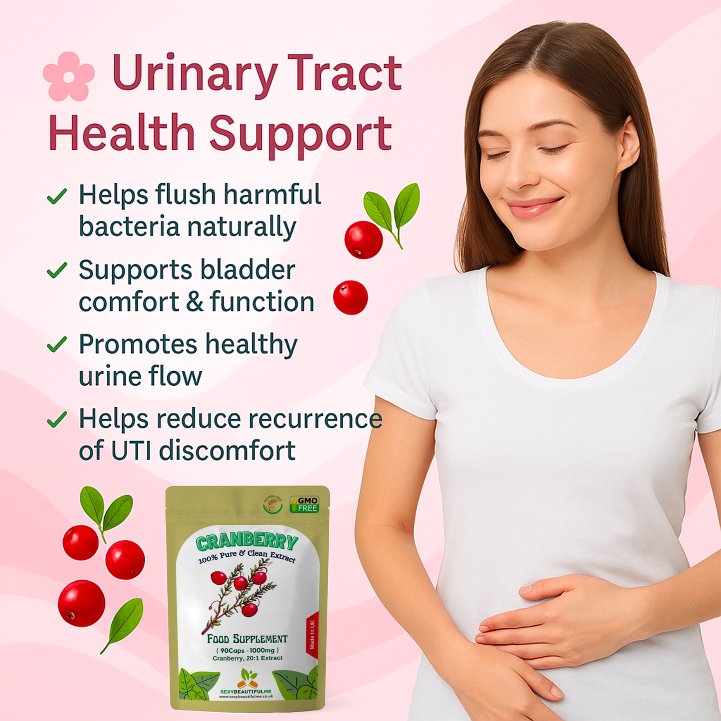 Cranberry Extract Capsules 20,000mg | Natural Vegan Supplement | Urinary Tract