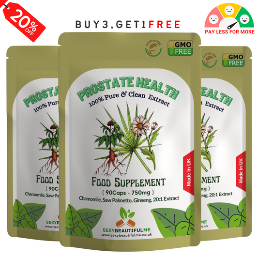 Prostate Health Complex Capsules 15000mg–Saw Palmetto, Ginseng & Chamomile–Vegan
