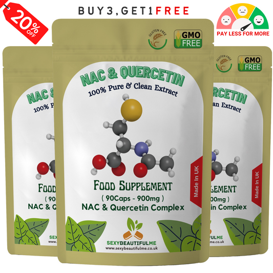 NAC Quercetin 900mg Capsules – Lung, Liver & Immune Health, Vitamin C 50mg