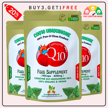 Co Enzyme Q10 Capsules 400mg–High Absorption 98% Ubiquinone–Pure & Natural CoQ10