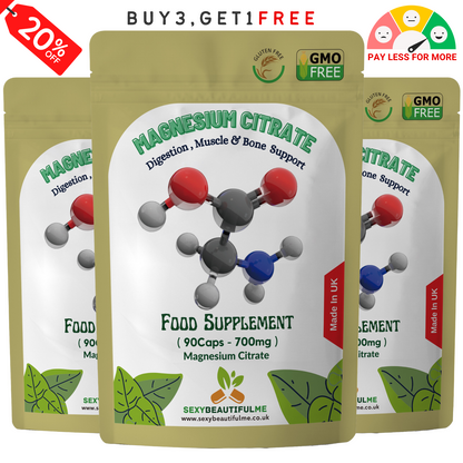 Magnesium Citrate Capsules 700mg–High Strength–PMS, Muscle & Nerve Support–Vegan