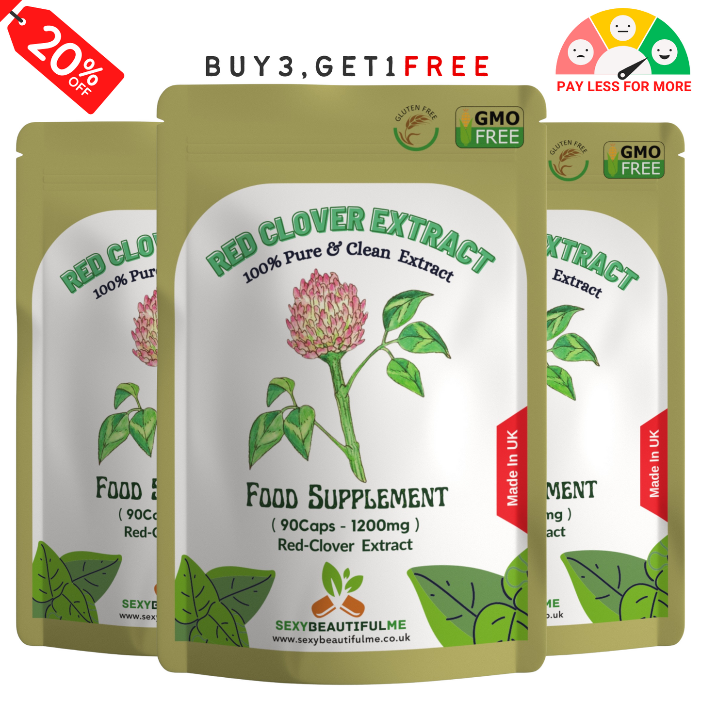 Red Clover Capsules 1200mg-8% Isoflavones-Cholesterol Health & Women Health