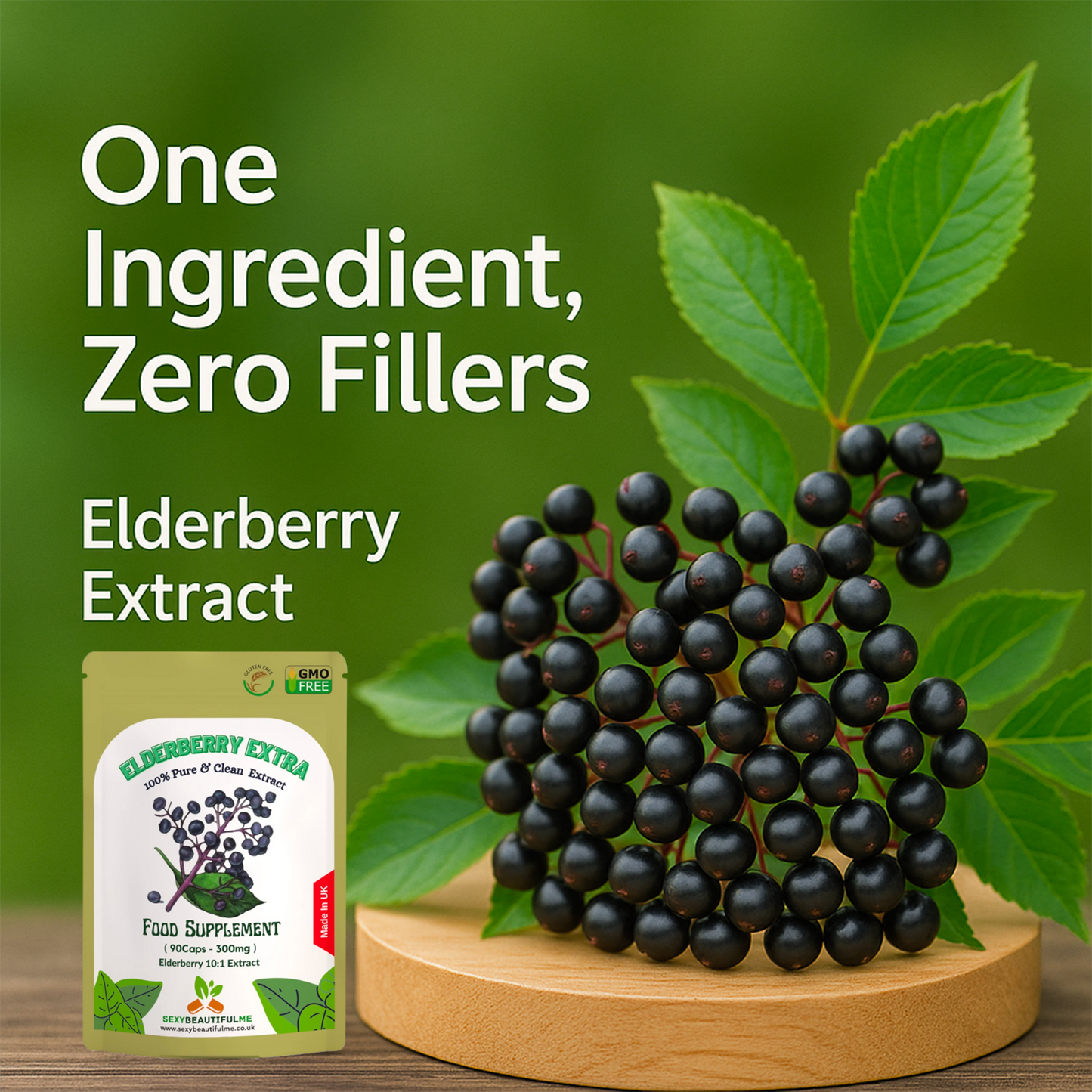 Sambucus Elderberry Capsules 300mg-(10:1 Extract, 3000mg)-100% Vegan & Natural