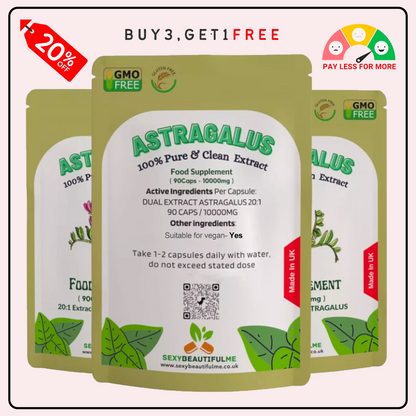 Astragalus Capsules 10,000mg – Immune Boost, Blood Sugar & Liver Support – Vegan