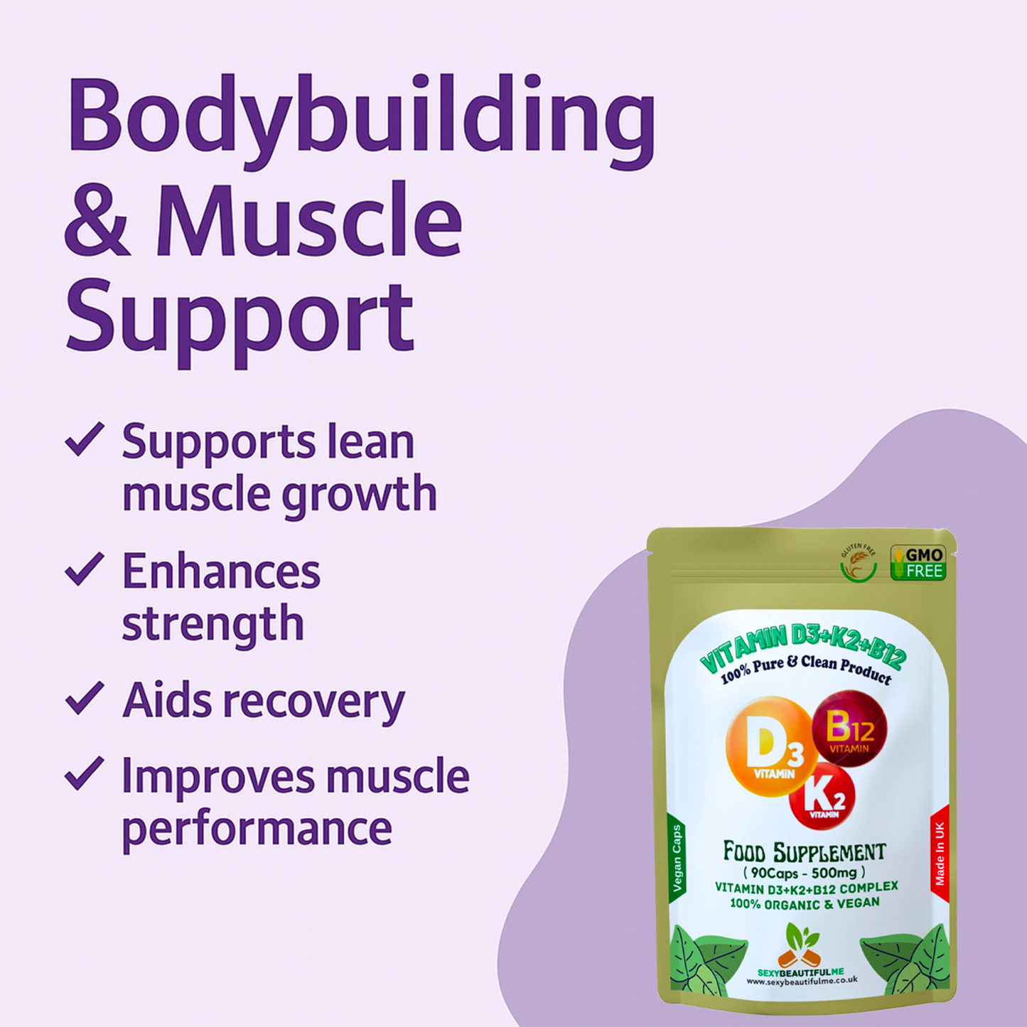 Vitamin D3 High Strength 10000IU – K2 MK7 + B12 10000IU – Natural Vegan Vitamins
