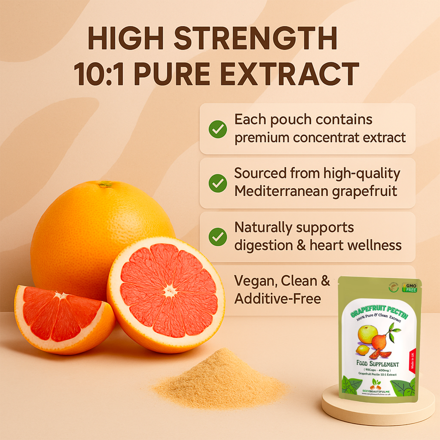 Grapefruit Pectin Fibre 4000mg Capsules Natural Digestive & Cholesterol Support
