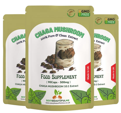 Chaga Mushroom Extract Capsules 3000 mg – 200 mg Polysaccharides – Strong Vegan