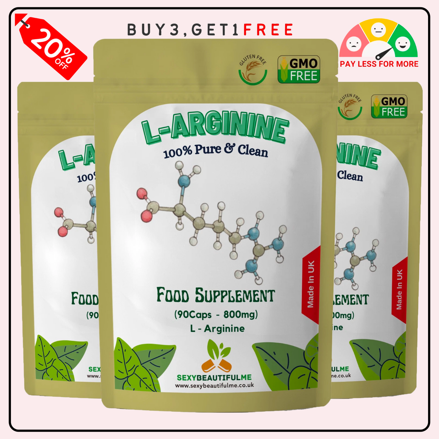 L-Arginine 800mg | Muscle &Workout Support | Natural Energy &Recovery | Veg Caps