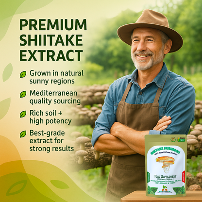 Shiitake Mushroom Extract Capsules 500mg (60.7%β-Glucan)–Strong &Effective–Vegan