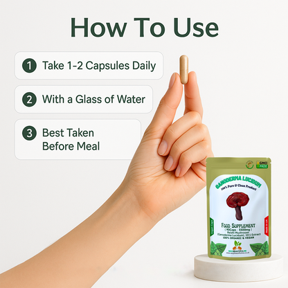 Reishi Mushroom 5500mg Capsules (Ganoderma Lucidum) – Strong & Effective – Vegan