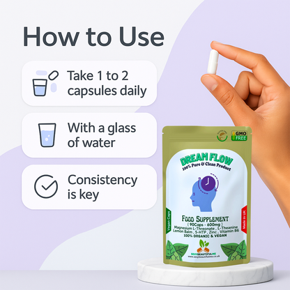 Dream Flow 600mg Capsules – Natural Sleep & Cognitive Health Supplement-Vegan
