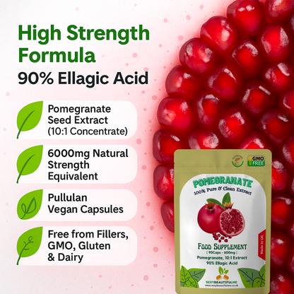 Pomegranate Seed Extract Capsule-6000mg 90% Ellagic Acid-100% Natural & Strong