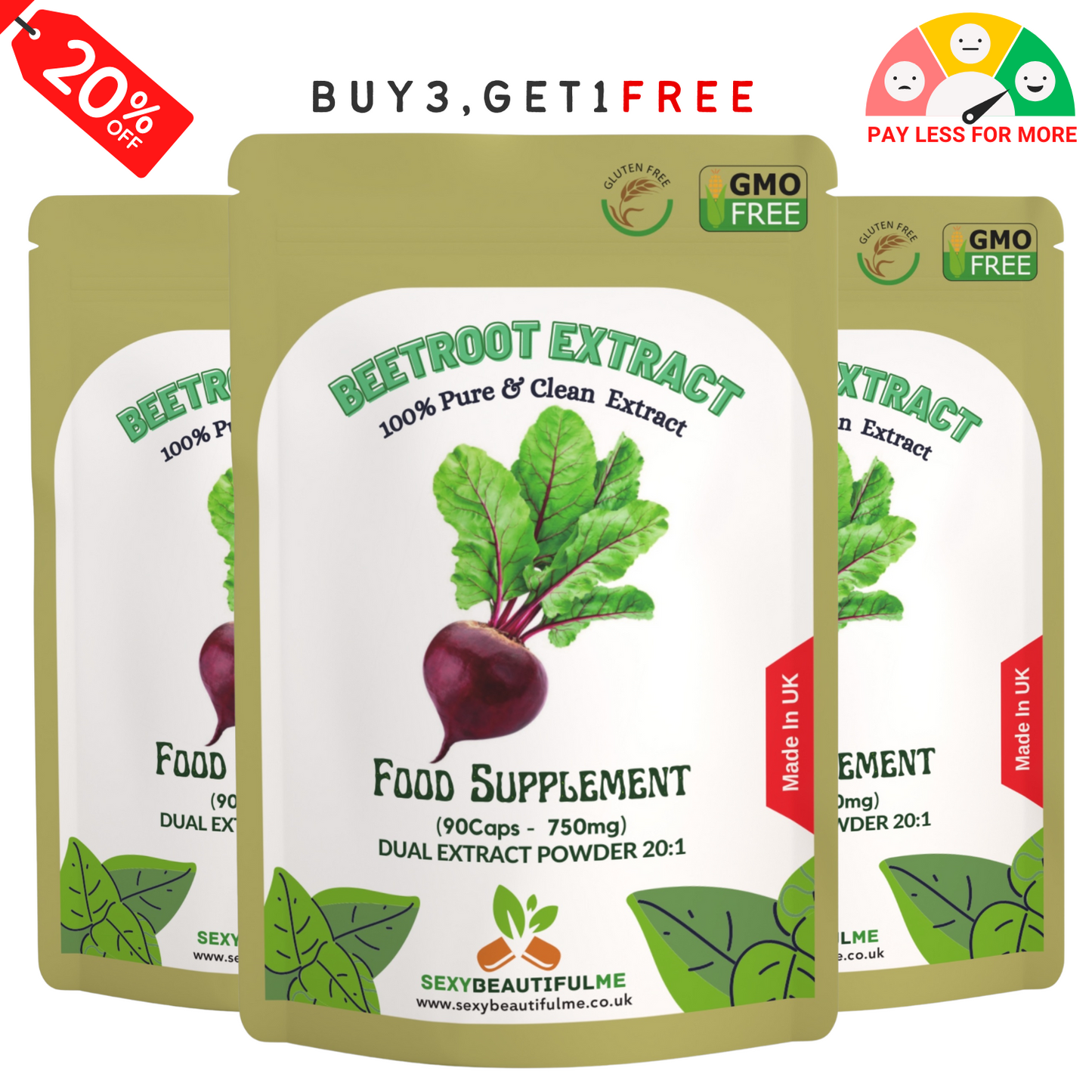 Beetroot Extract Capsule 750mg–20:1 Extract-Heart &Cholesterol Support-100%Vegan