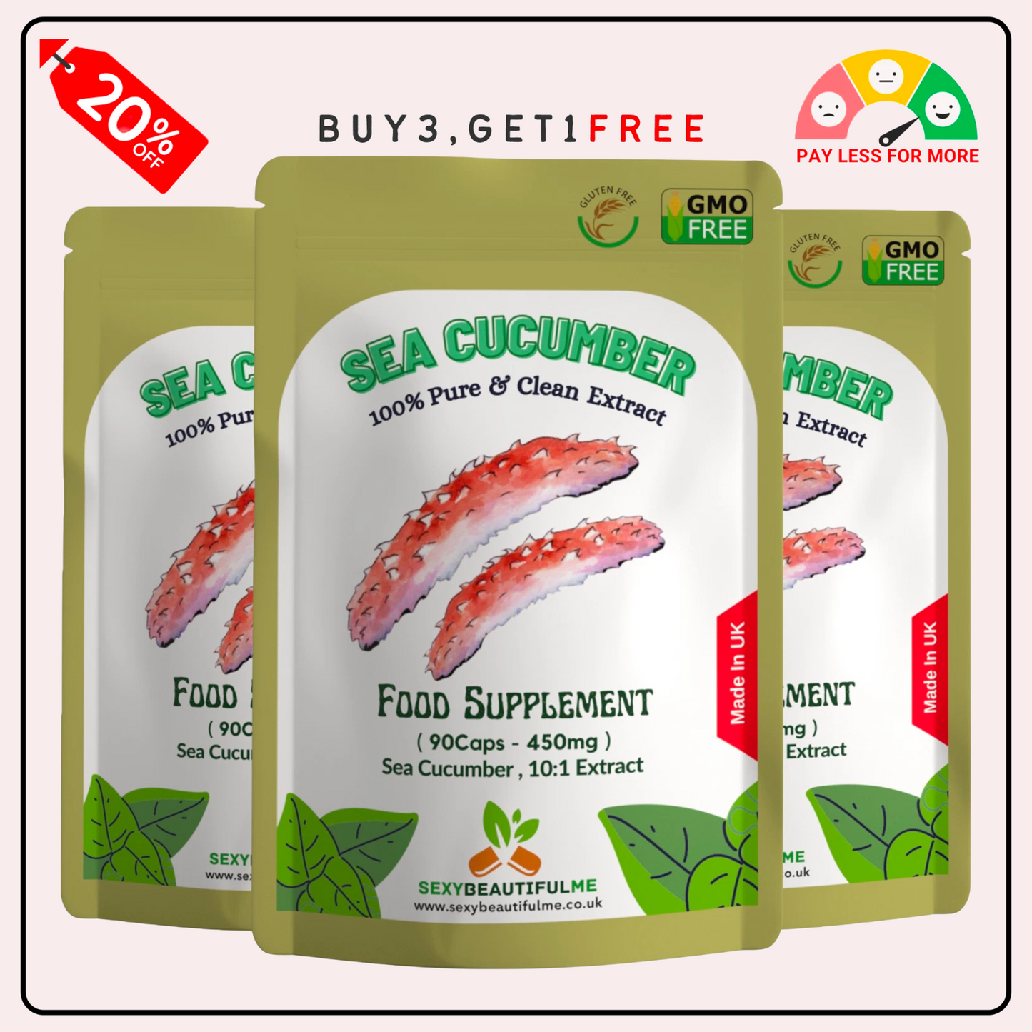Sea Cucumber Capsules 4500mg – Vegan –Joint Health– 100% Natural & High Strength