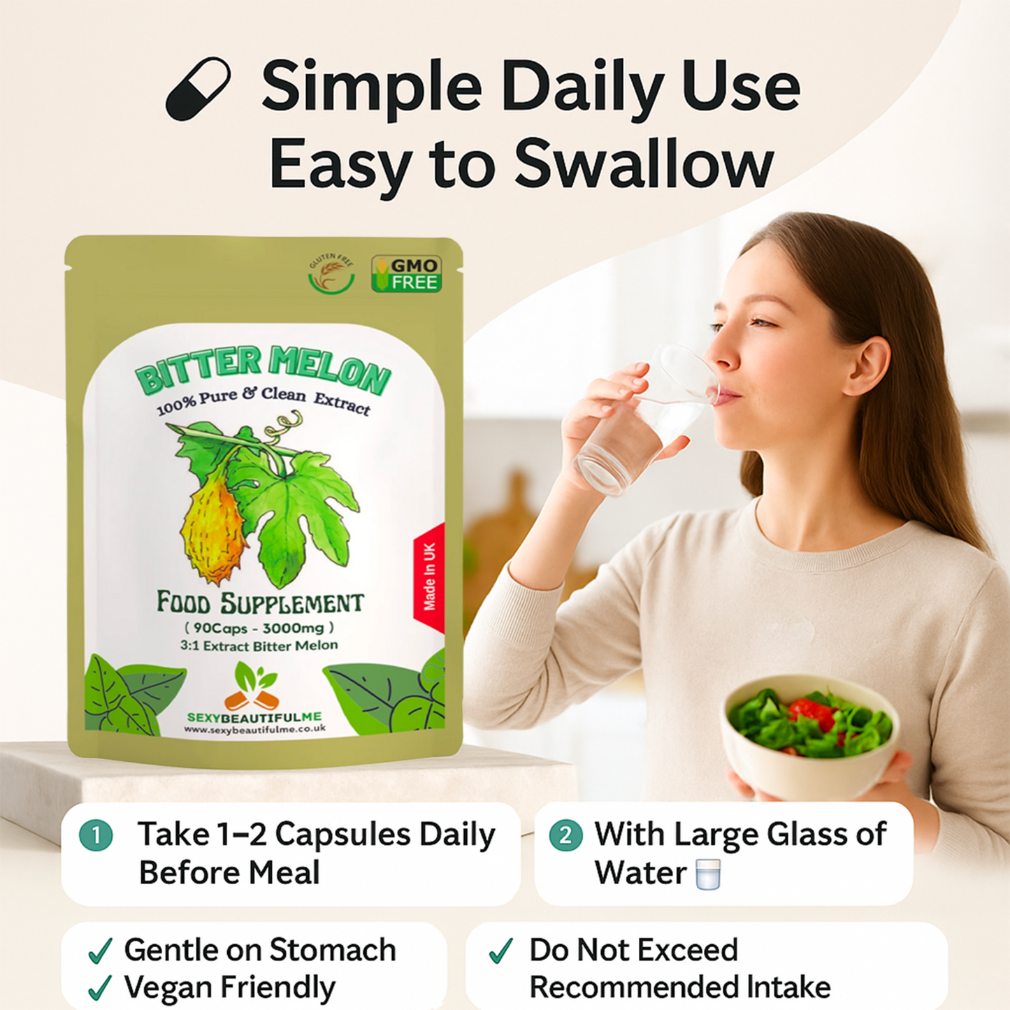 Bitter Melon Extract Capsules 9000mg-Vegan Caps-Blood Sugar&Cholesterol Wellness