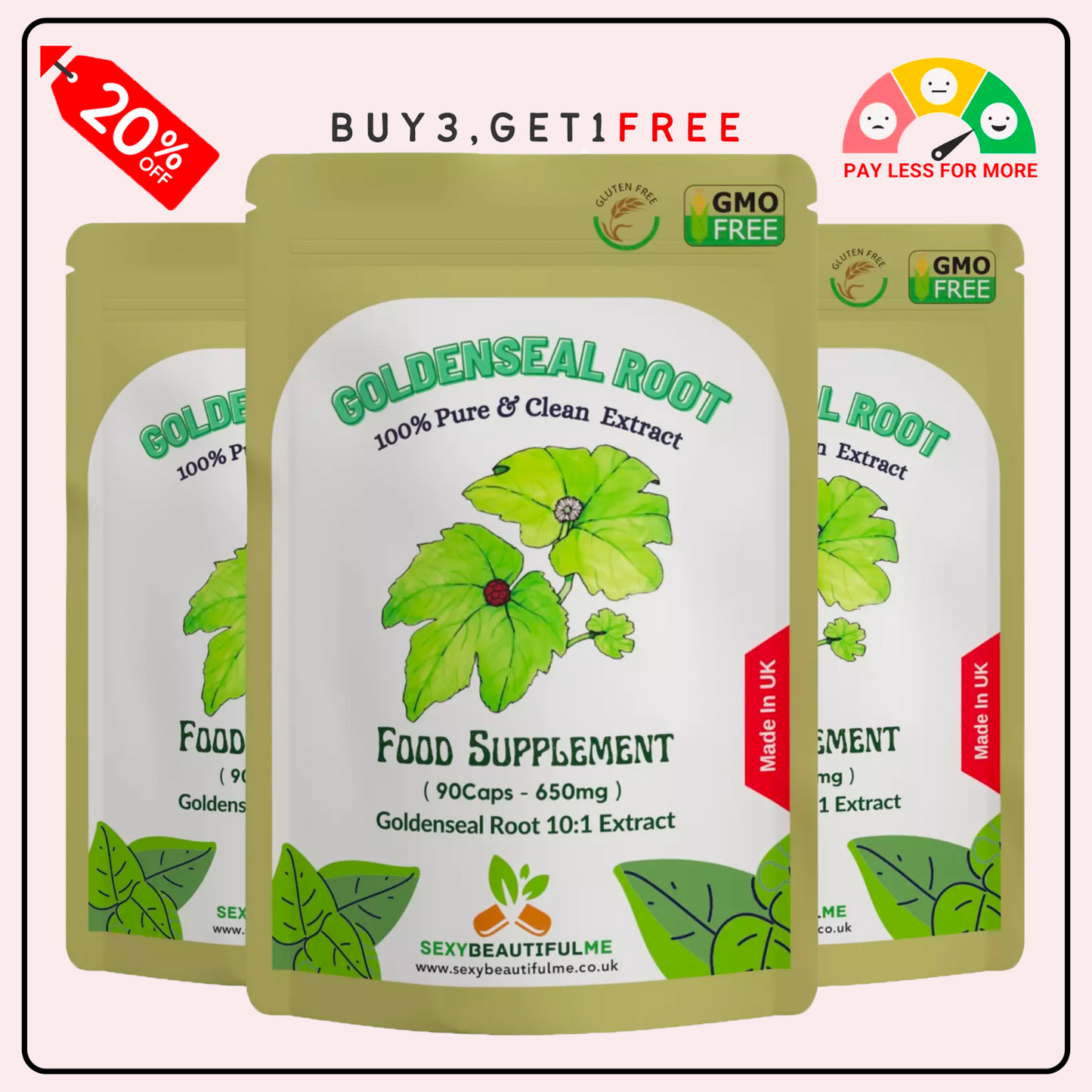 Goldenseal Root Capsules, 6500mg 10:1 Extract Supports Anti-inflammatory Health