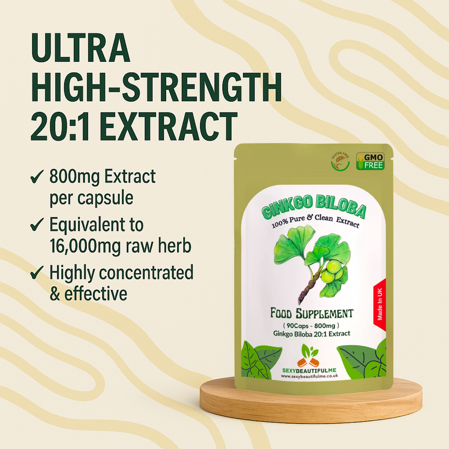 Ginkgo Biloba Capsules 16,000mg Vegan Natural Strong & Effective, Memory Support