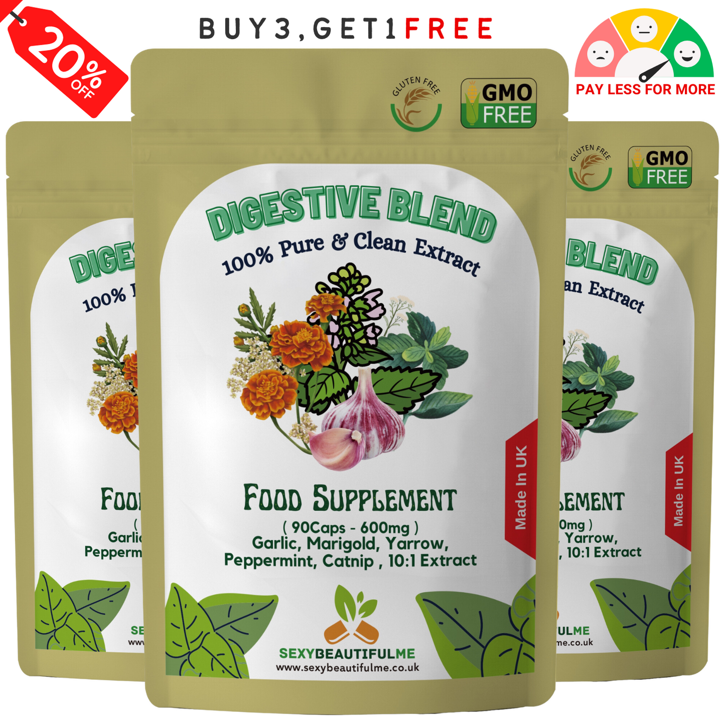 Digestive Complex 6000mg–Stomach Cramp&Bloating Relief–Digestive Health Capsules