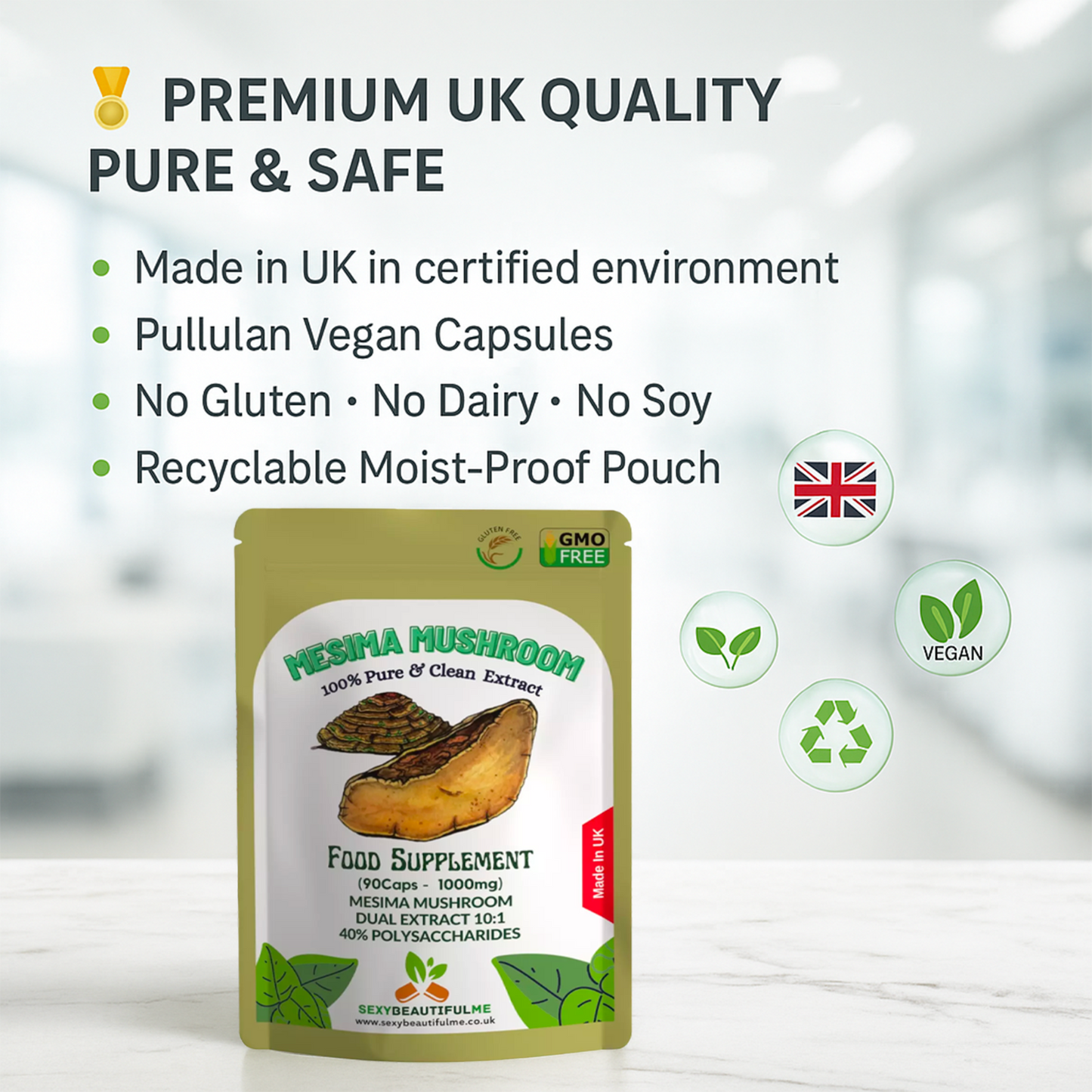 Mesima Mushroom Capsules 10000mg-(140 mg Polysaccharide)-Prostate & Liver Health