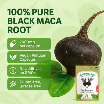 Black Maca Root Capsules 7000mg–Strength, Energy & Performance Support–100%Vegan