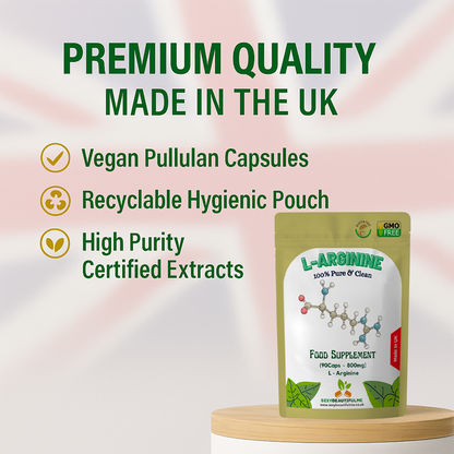 L-Arginine 800mg | Muscle &Workout Support | Natural Energy &Recovery | Veg Caps