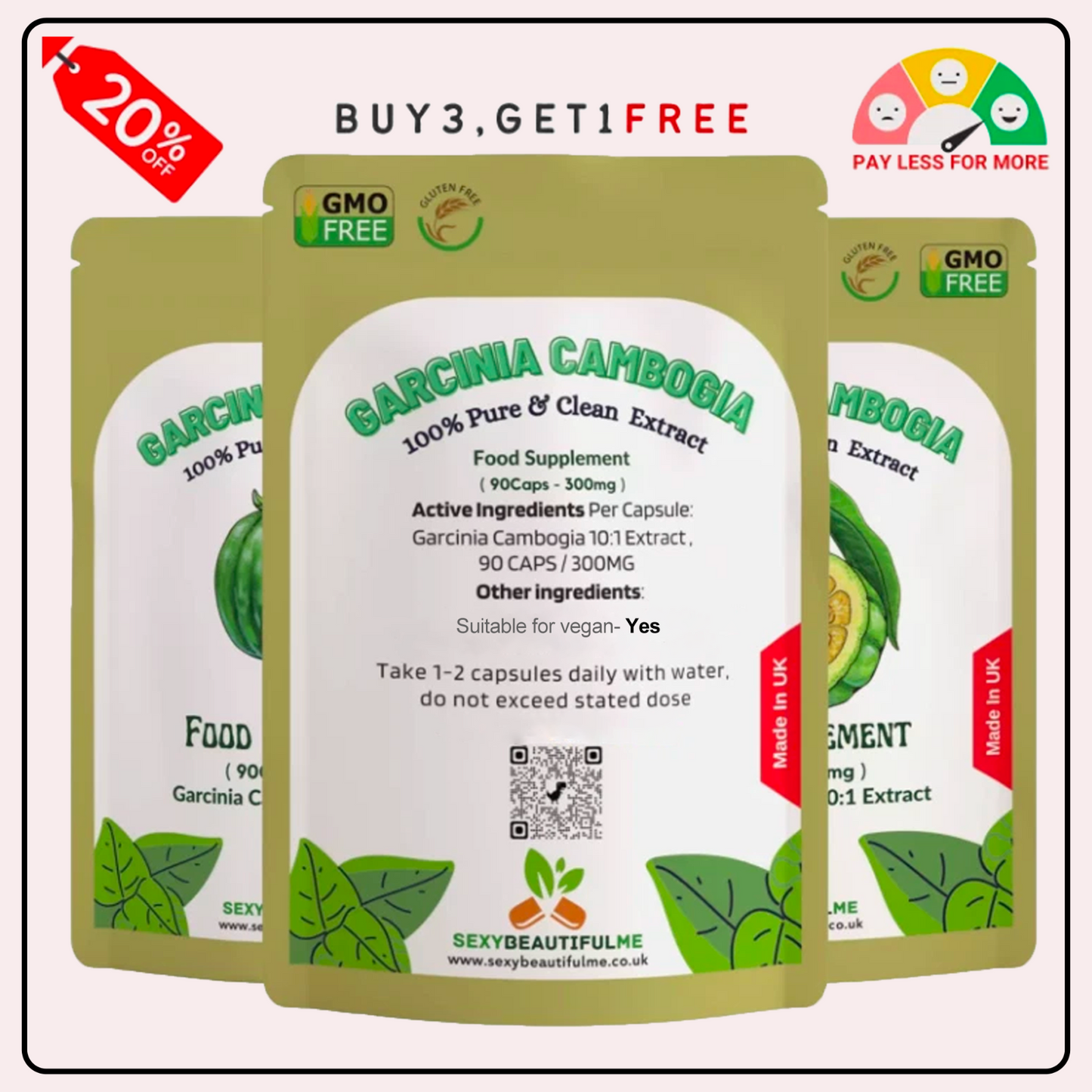 Garcinia Cambogia 3000mg Capsules – HCA Weight Management Supplement-100%Vegan