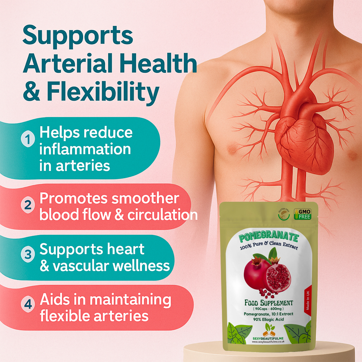 Pomegranate Seed Extract Capsule-6000mg 90% Ellagic Acid-100% Natural & Strong