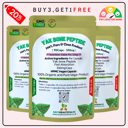 Yak Bone Collagen Capsules 550mg–Bone , Gut & Healthy Hair , Skin Support-Vegan