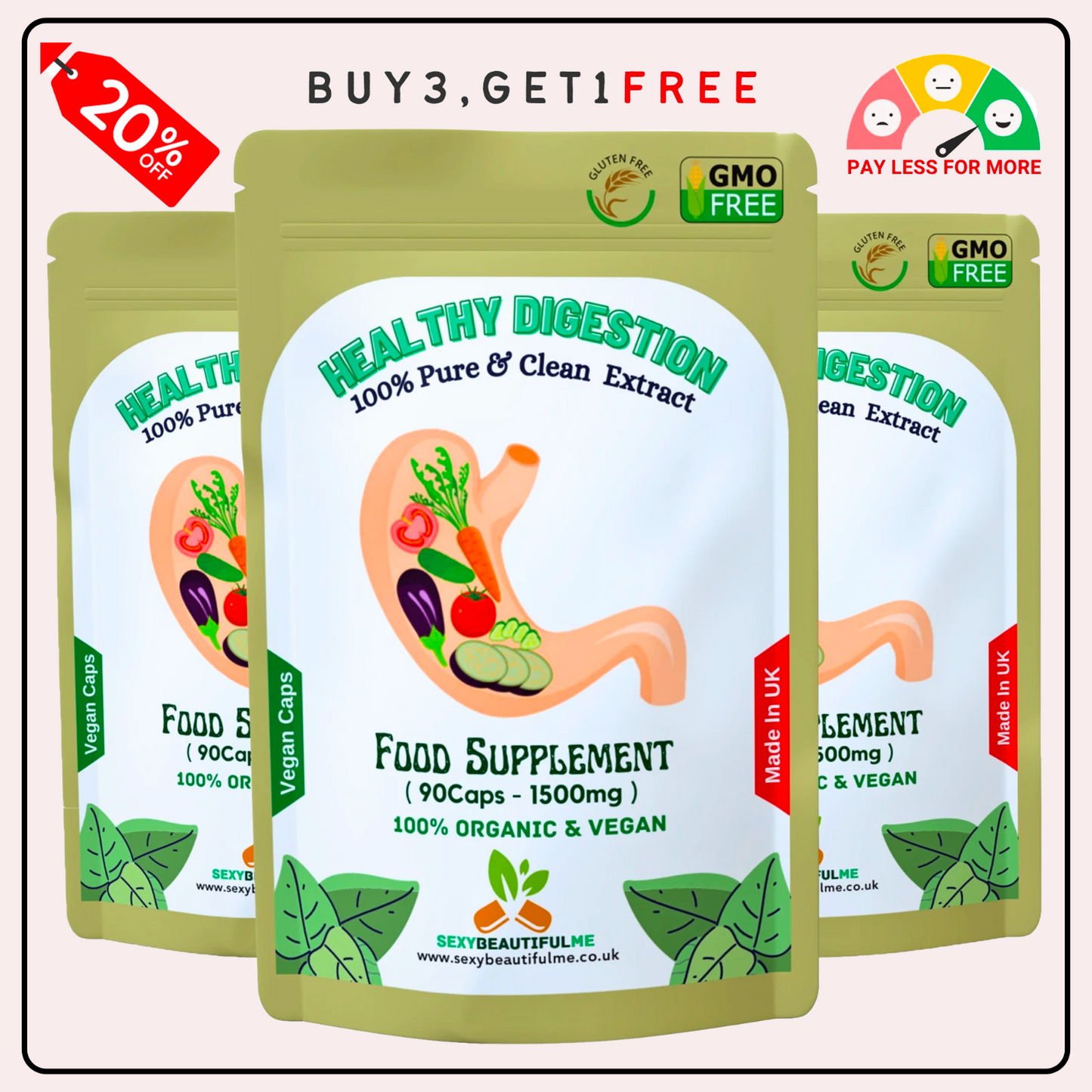 Gut Health Support 1500mg Caps | Healthy Digestion Capsule | Clean Vegan Formula