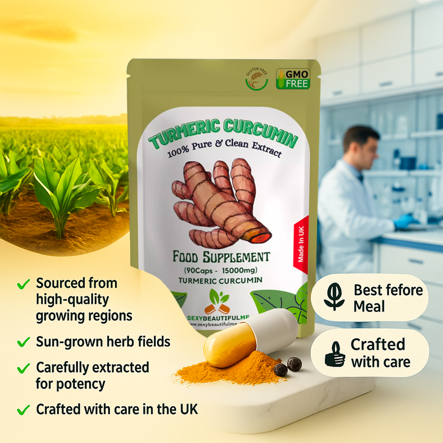 '' Turmeric Curcumin+BioPerine '' Capsule-15000mg-Joint Health & Immune Support