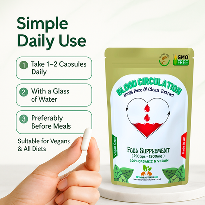 Blood Circulation Health Caps 1500mg-100%Vegan-Healthy Blood Circulation Support