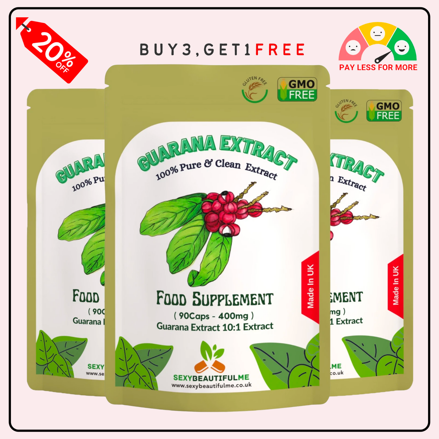 High Strength Guarana Extract 4000mg | 100% Natural | Weight & Energy Support