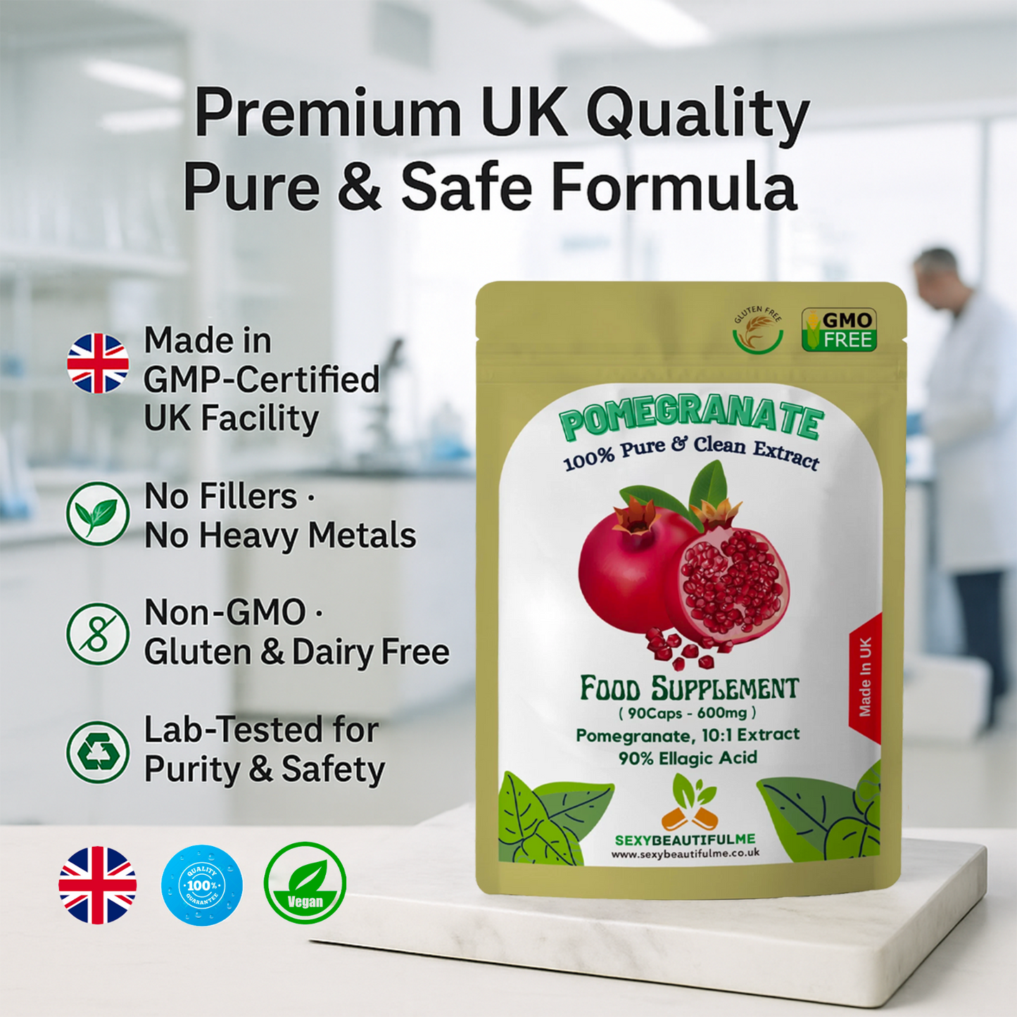Pomegranate Seed Extract Capsule-6000mg 90% Ellagic Acid-100% Natural & Strong