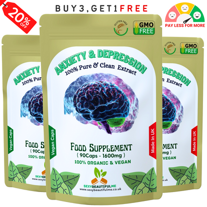 Anxiety & Stress Formula 1600mg –Calm Mood & Mental Clarity– 100% Vegan Capsules