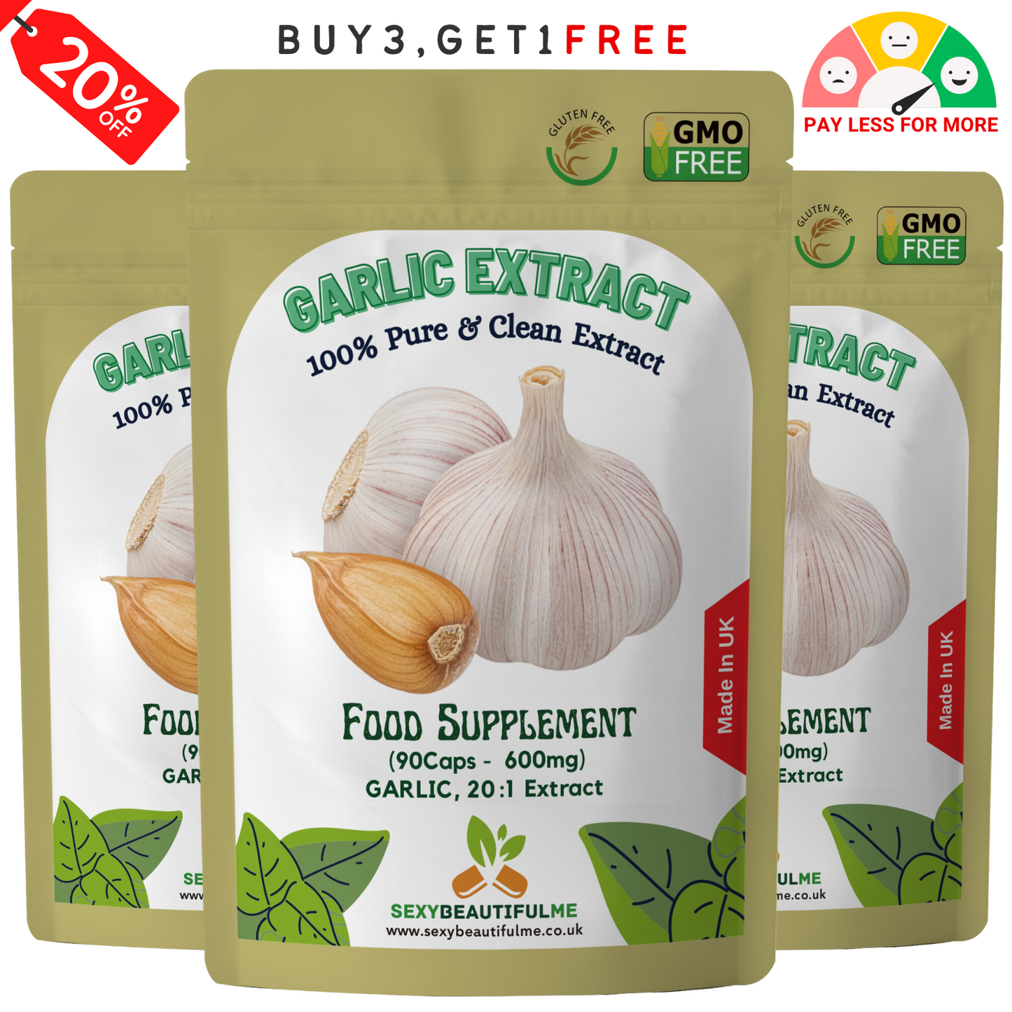 Fermented Garlic Capsules 12,000mg– Strong Aged Garlic Extract –Immune Support