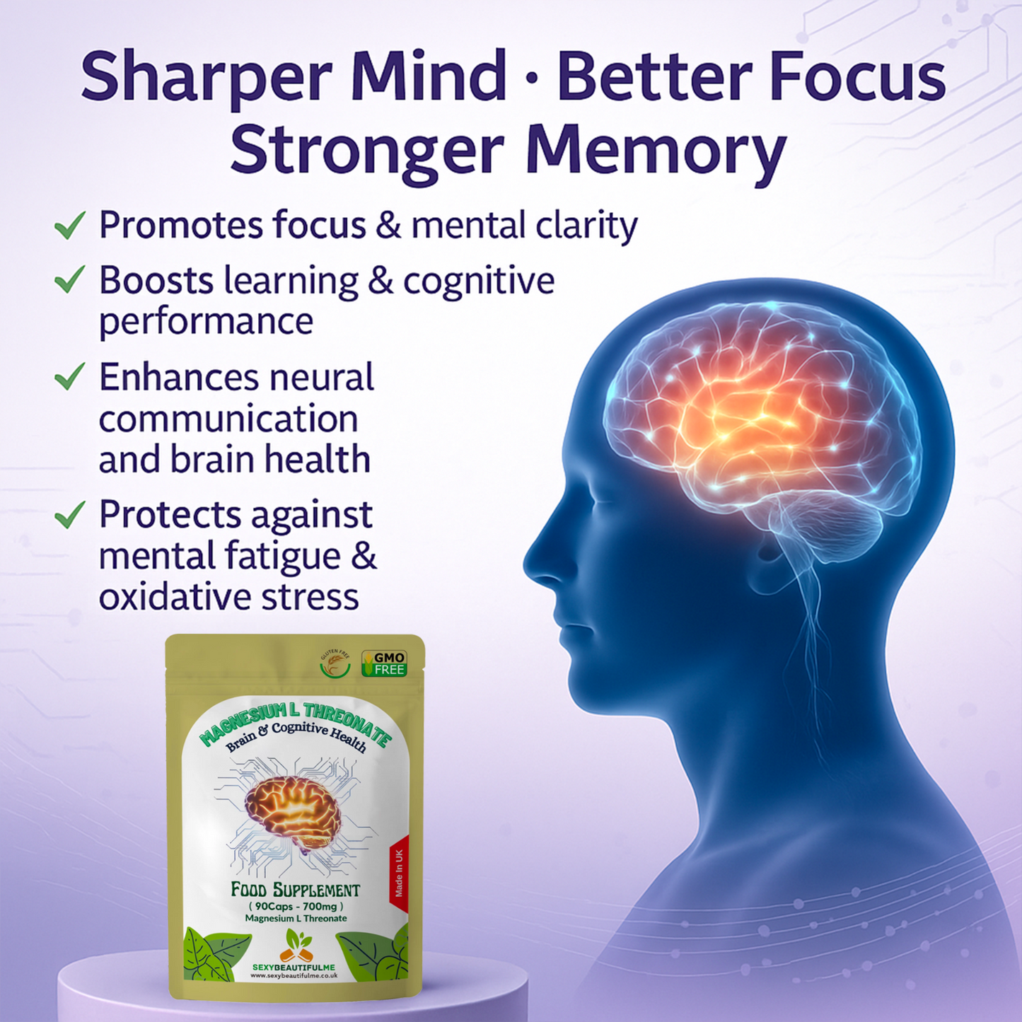 Magnesium L Threonate Capsules 700mg-Brain & Cognitive Support-Sleep&Stress Aid