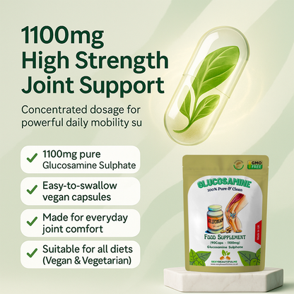 Glucosamine 2KCl 1100mg Capsules–100% Vegan Joint & Arthritis Support Supplement