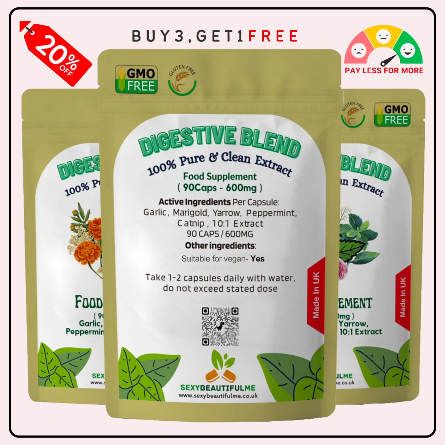Digestive Complex 6000mg–Stomach Cramp&Bloating Relief–Digestive Health Capsules