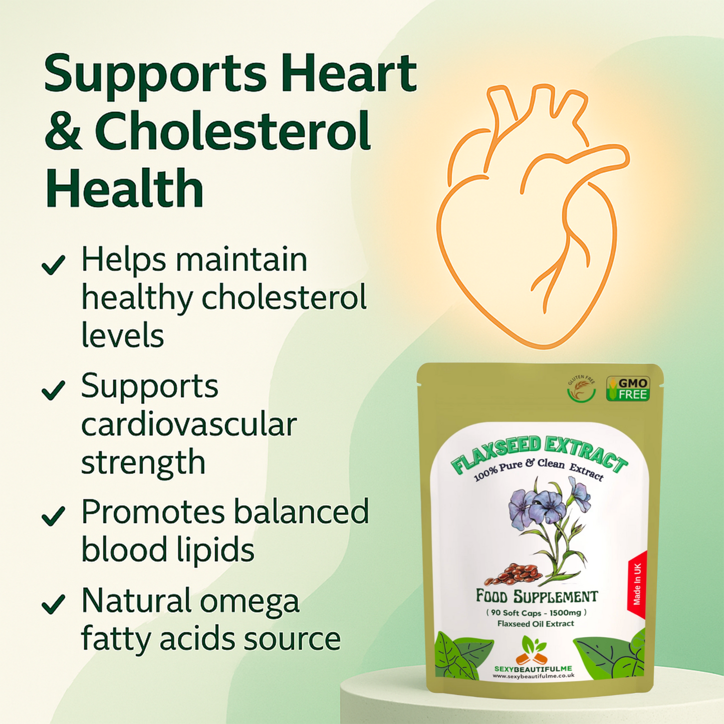 Flax Seed Oil 1500mg – Omega 3 6 9 Fatty Acids, Heart Health Supplement-Vegan