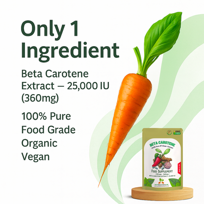 Beta Carotene 25,000 IU Vegan Capsules – Eye Health, Vision & Cognitive Support