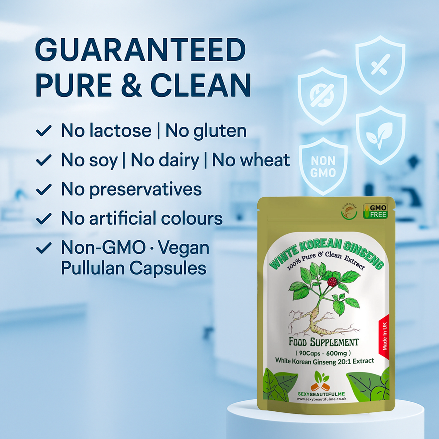 White Korean Ginseng Capsules – 12,000 mg | Vegan | Supporting Overall Health
