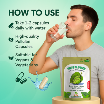 Hops Flower Extract Capsule 4500mg–Sleep Support, Mood Balance&Immunty-100%Vegan