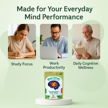 Memory Support Caps 1400mg– Memory, Concentration & Brain Function Support-Vegan