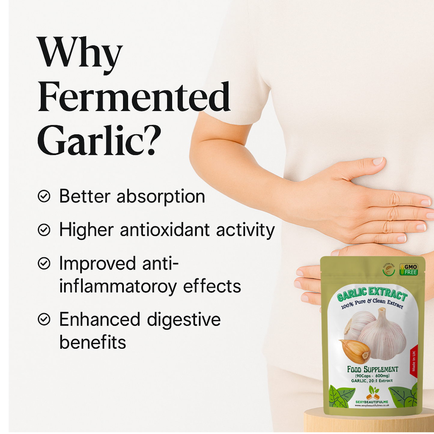 Fermented Garlic Capsules 12,000mg– Strong Aged Garlic Extract –Immune Support