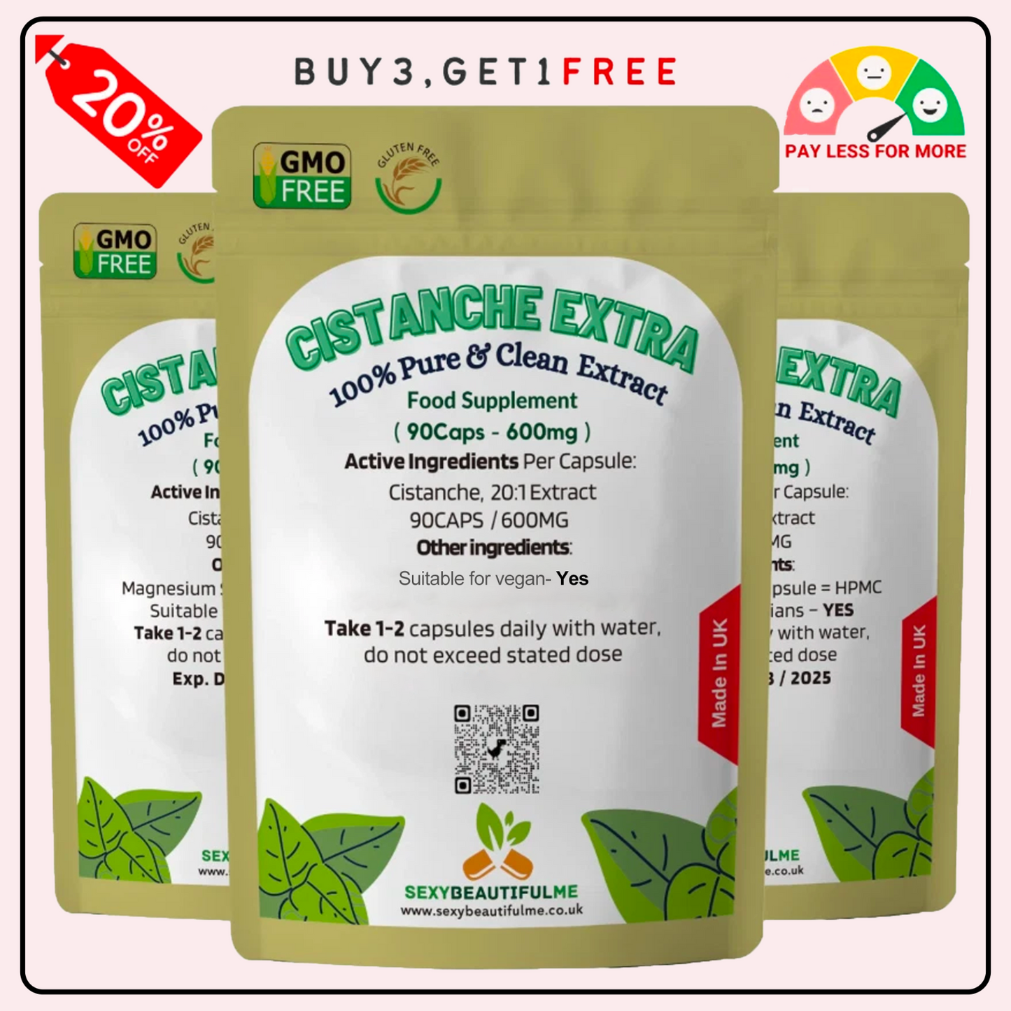 Cistanche Extract 12,000mg Capsules, Antioxidant, Brain Support, Muscle Growth