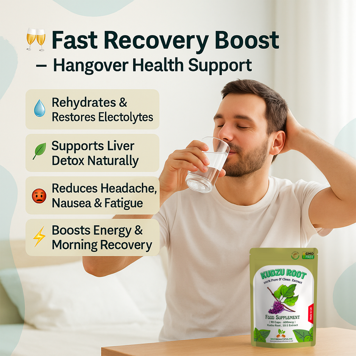 KUDZU Extract Capsules 6000mg Help With HANGOVER, NICOTINE&ALCOHOL CRAVINGS