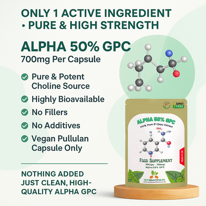 Alpha 50% GPC 700mg Capsules-Effective&Veg Caps -Cognitive & Athletes Support