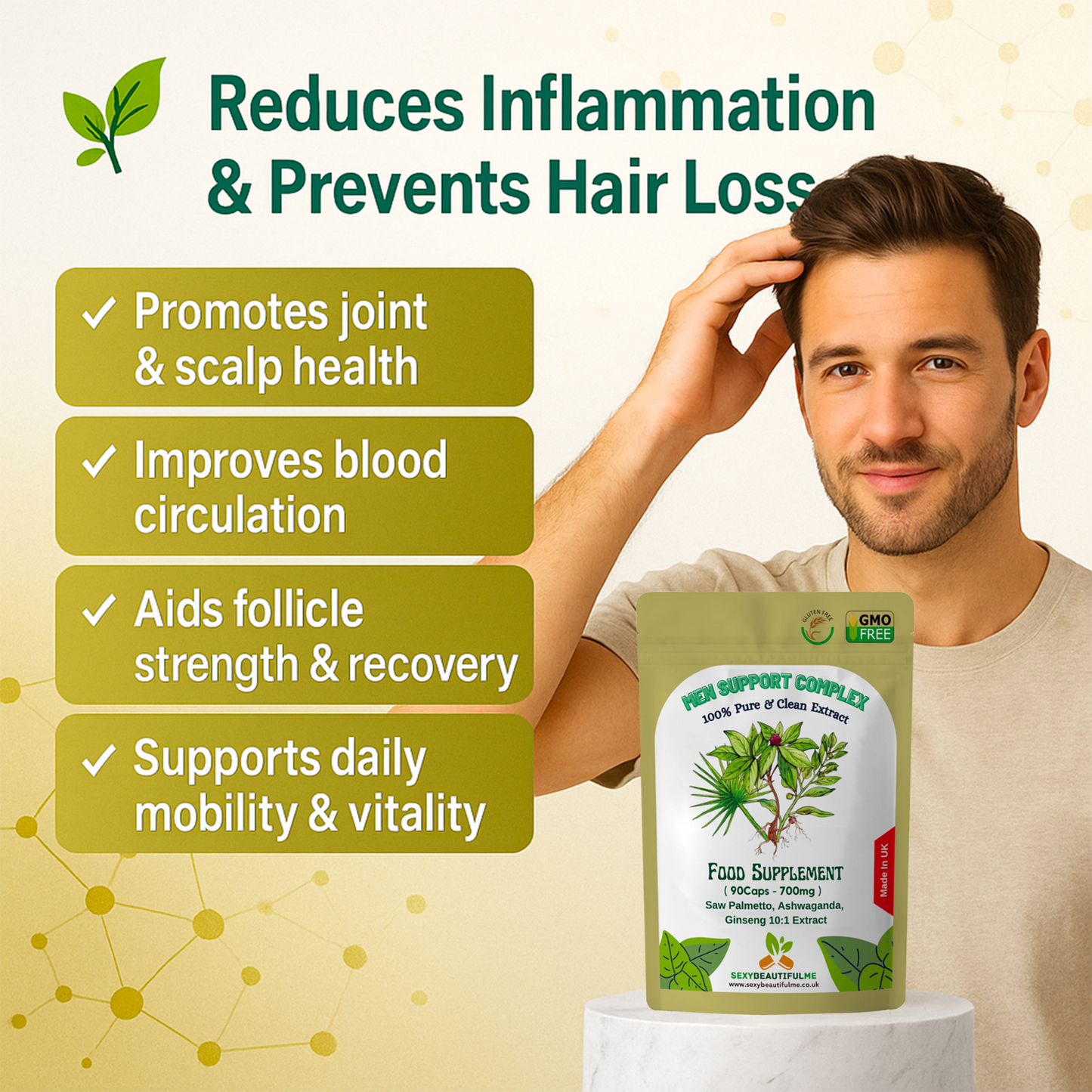 MEN SUPPORT COMPLEX Capsules-7000mg-Saw Plamento,Ashwaganda,Ginseng-10:1 Extract