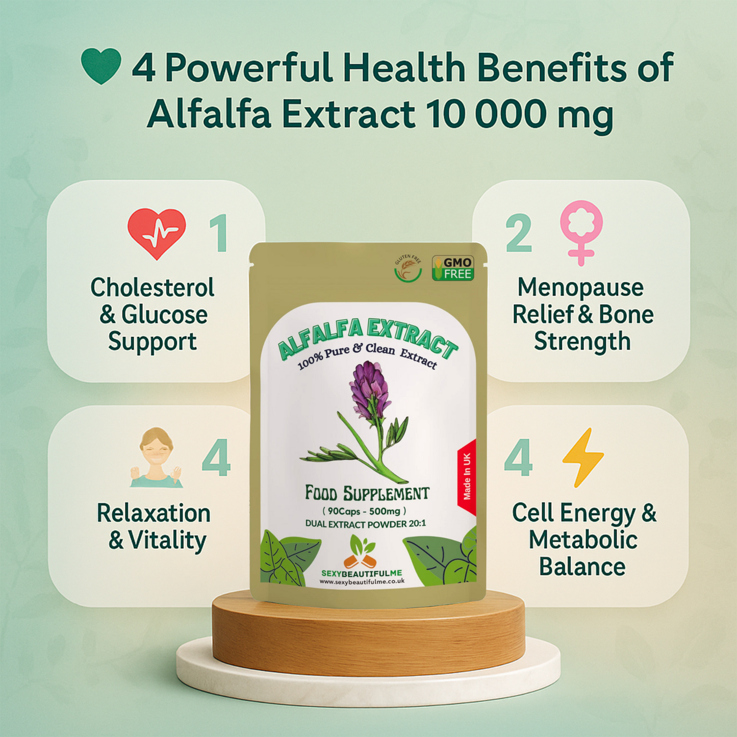 Alfalfa Extract Capsules 500mg-Vegan Caps-Help With Cholesterol &Blood Sugar
